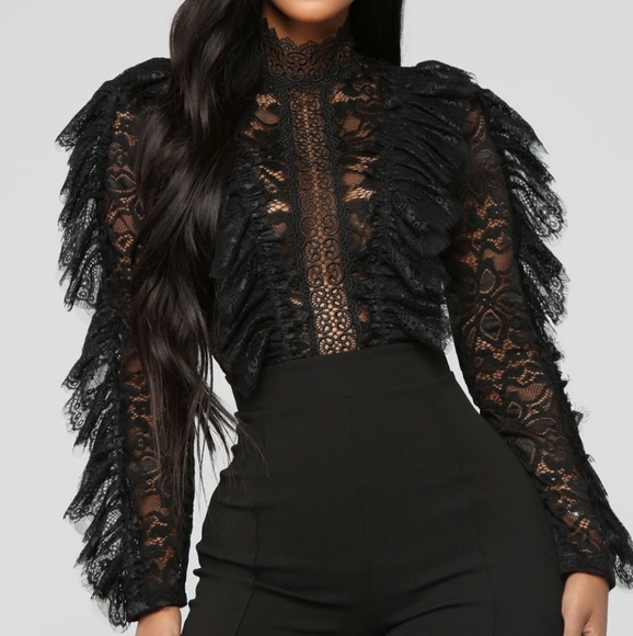 ***SOLD***Black see through lace bodycon jumpsuit - Picture 2 of 5